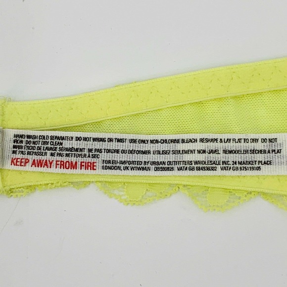 Free People Sz S Bralette Womens Galloon Lace Halter Bra Lime Soft Plunging Neck - Picture 10 of 10